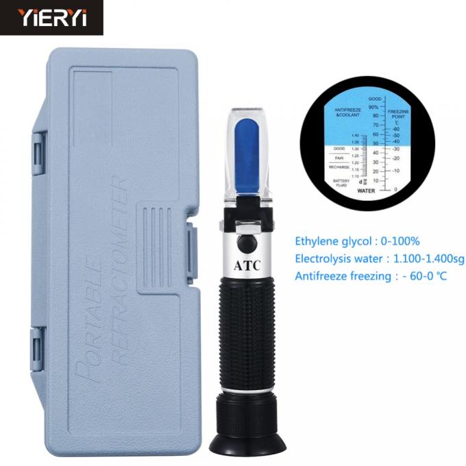 Black 3 In 1 Antifreeze Refractometer Box , Research Refractometer
