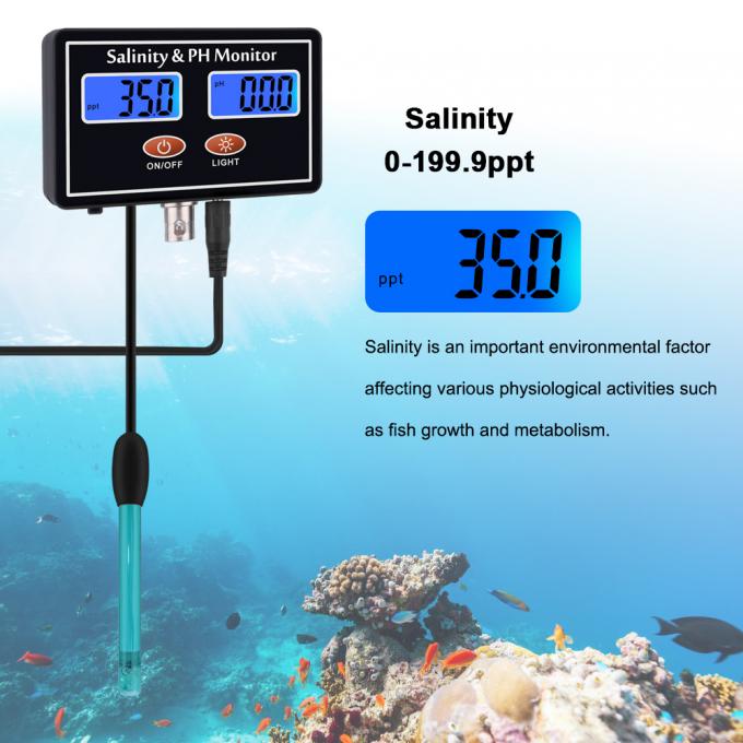 DC6V Seawater 2 In 1 Aquarium Salinity Digital PH Meter