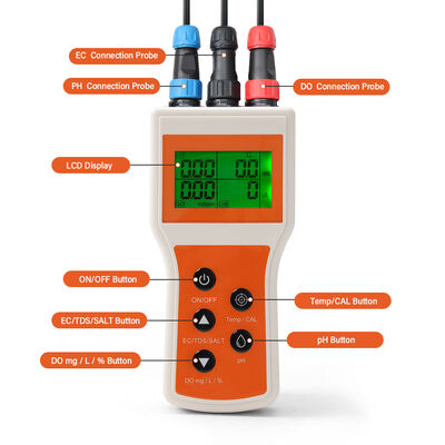 6-in-1 Testing Multiparameter Water Quality Meter with 0.1 pH Accuracy and LCD Display for Aquariums and Hydroponics