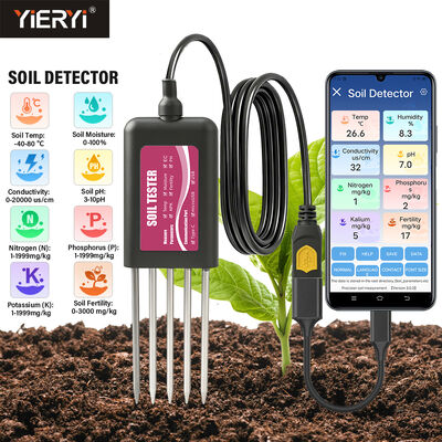 YIERYI 8-in-1 USB Soil Tester with Real-Time Monitor App Control PH Meter,Moisture,NPK,EC,Temp&Fertility Sensor for Garden
