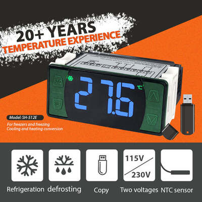 SH‑512E Refrigerator Temperature Controller, Cooling, Heating, Defrost & Fan Delay Start Freezer Thermostat