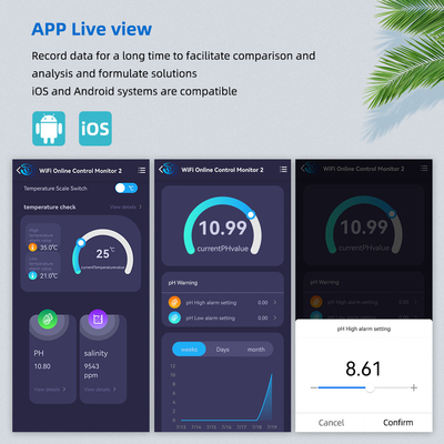 WiFi Data Logger Temp PH Salinity Meter Online Controller Seawater SaltWater Tester