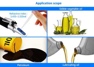 1.435-1.520Nd Optical Refractometer For Oil Testing , Hand Held Brix Refractometer