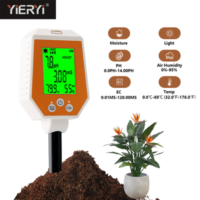 PH/EC/Moisture/Sunlight/Air Humidity Soil PH Meter Digital Soil Tester