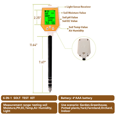 PH/EC/Moisture/Sunlight/Air Humidity Soil PH Meter Digital Soil Tester