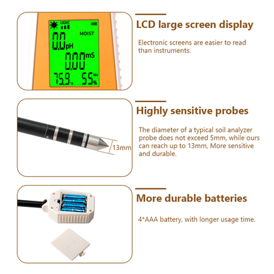 PH/EC/Moisture/Sunlight/Air Humidity Soil PH Meter Digital Soil Tester