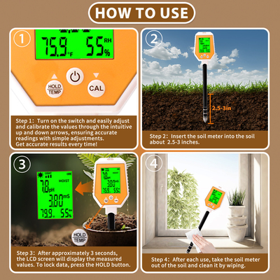 PH/EC/Moisture/Sunlight/Air Humidity Soil PH Meter Digital Soil Tester