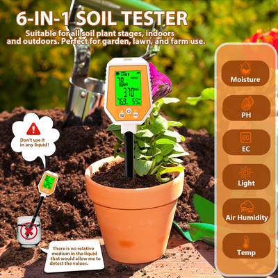 PH/EC/Moisture/Sunlight/Air Humidity Soil PH Meter Digital Soil Tester