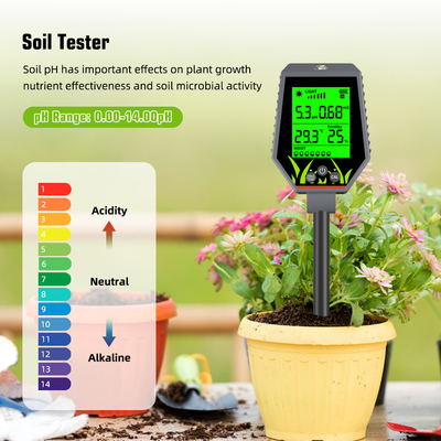 YIERYI 6 in 1 PH / EC / Moisture / Sunlight / Air Humidity Digital Soil Analyzer Meter