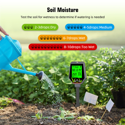 YIERYI 6 in 1 PH / EC / Moisture / Sunlight / Air Humidity Digital Soil Analyzer Meter