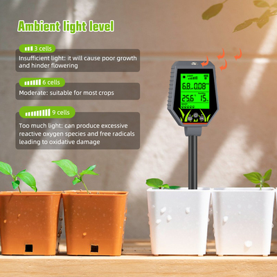 YIERYI 6 in 1 PH / EC / Moisture / Sunlight / Air Humidity Digital Soil Analyzer Meter