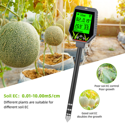 YIERYI 6 in 1 PH / EC / Moisture / Sunlight / Air Humidity Digital Soil Analyzer Meter