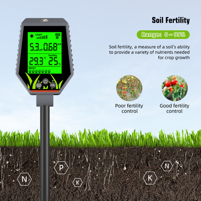 YIERYI 6 in 1 PH / EC / Moisture / Sunlight / Air Humidity Digital Soil Analyzer Meter