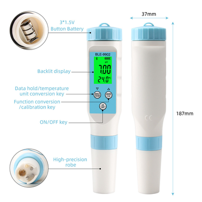 3-in-1 pH Meter with Bluetooth – Accurate EC and Temperature Measurement for Water Quality in Pools, Aquariums, and Hydroponics