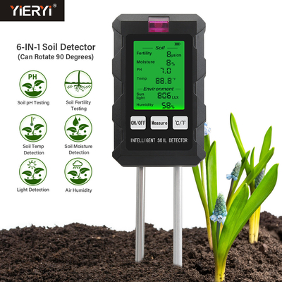 Precision 6-in-1 Soil Test Meter: Measure pH, Moisture, Temperature, Light, Fertility & Humidity