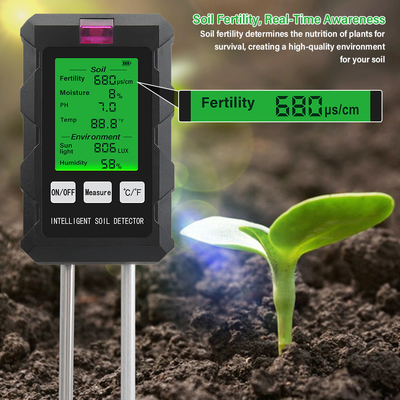 Precision 6-in-1 Soil Test Meter: Measure pH, Moisture, Temperature, Light, Fertility & Humidity