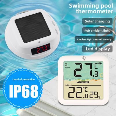 Smart Solar Floating Pool Thermometer With RGB Lights And Wireless Receiver