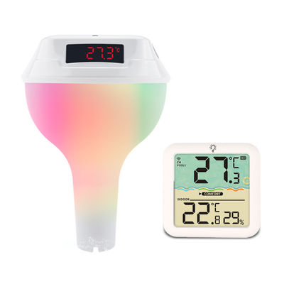 Smart Solar Floating Pool Thermometer With RGB Lights And Wireless Receiver