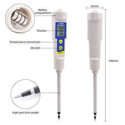 Soil EC & Temperature Tester - 2-in-1 Waterproof Meter with 0.00 - 4.00mS/cm Range, for Garden/Hydroponics/Indoor Plants