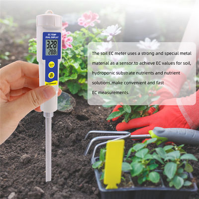 Soil EC & Temperature Tester - 2-in-1 Waterproof Meter with 0.00 - 4.00mS/cm Range, for Garden/Hydroponics/Indoor Plants