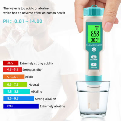 7 - in - 1 Water Quality Tester - EC/Salinity/TDS/Temp/pH/ORP/S.G Meter for Aquaculture, Home & Lab