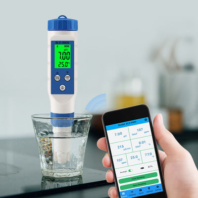 Smart 5 - in - 1 Bluetooth Water Quality Tester - pH/TDS/EC/Salt/Temp Meter for Home, Aquaculture & Hydroponics
