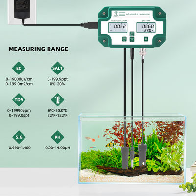 WiFi Enabled 6 In 1 Water Quality Tester Remote Monitor PH / TDS / EC / Salt / S.G / Temp For Aquarium Pool Lab