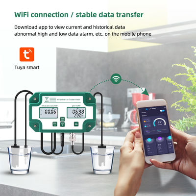 WiFi Enabled 6 In 1 Water Quality Tester Remote Monitor PH / TDS / EC / Salt / S.G / Temp For Aquarium Pool Lab
