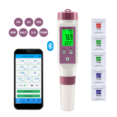 6-in-1 Digital Water Quality Meter pH/EC/TDS/ORP/Salt/Temperature Drinking Water Tester