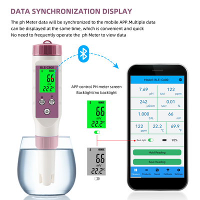 6-in-1 Digital Water Quality Meter pH/EC/TDS/ORP/Salt/Temperature Drinking Water Tester