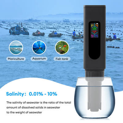 New USB Rechargeable 5-in-1 Water Quality Meter – Color Screen TDS, Salt, EC, pH, Temperature Tester
