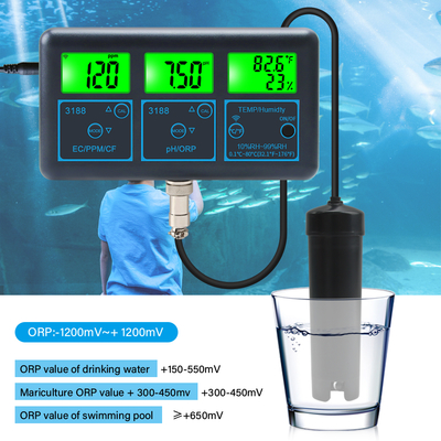 WiFi Tuya App Digital Multi-Function PH Meter – 7-in-1 PH, EC, ORP, TDS, RH%, CF, Temperature  Online Tester Water Quality Analyzer 