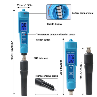 Automatic Calibrating PH Meter Replaceable Probe For Hydroponics Soil Cheese Meat Lab Water