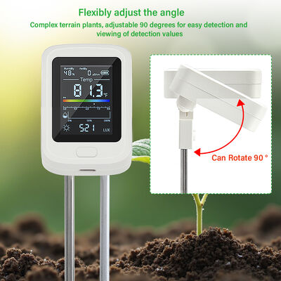 6-in-1 Soil Tester with LED Display USB Type-C Rechargeable and Rotatable LCD Screen for Gardening and Farming
