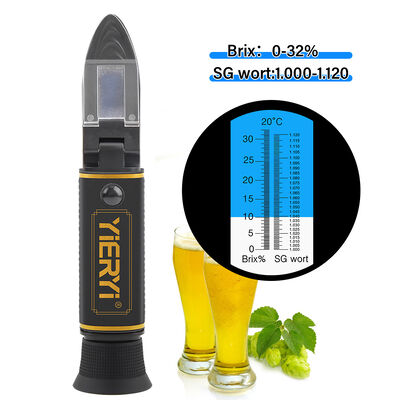 Yieryi Dual-Scale Brix 0-32% & SG 1.000-1.120 Refractometer with ATC and High-Quality Optical Glass Prism for Beer Brewing and Winemaking