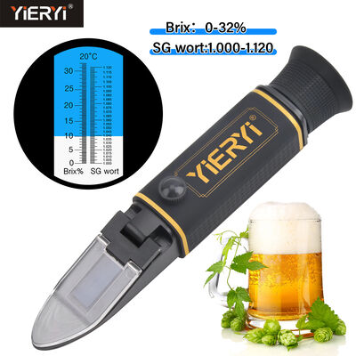 Yieryi Dual-Scale Brix 0-32% & SG 1.000-1.120 Refractometer with ATC and High-Quality Optical Glass Prism for Beer Brewing and Winemaking