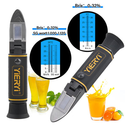 Yieryi Dual-Scale Brix 0-32% & SG 1.000-1.120 Refractometer with ATC and High-Quality Optical Glass Prism for Beer Brewing and Winemaking