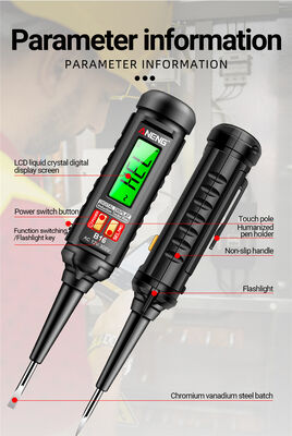 Digital Display Non Contact Voltage Detector with 12V to 300V Range, LCD Screen and Sound/Light Alarm