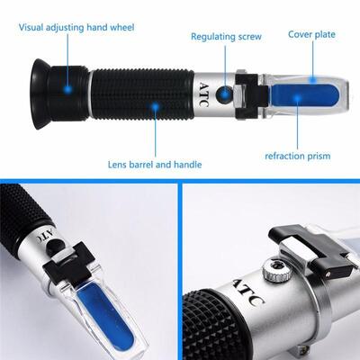 Handheld Brix Refractometer with 0-10% Brix Range and Automatic Temperature Compensation for Sugar Testing