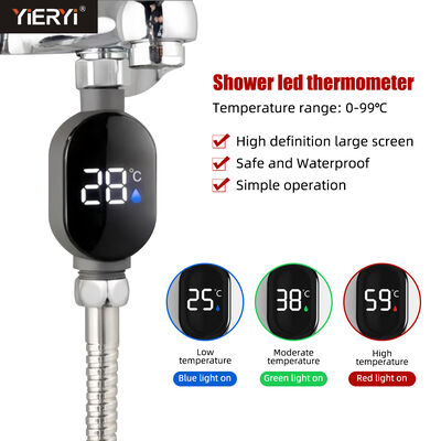 YIERYI Smart Shower Thermometer with LED Digital Display and Color-Coded Temperature Alerts for Bathroom Safety No Battery Required