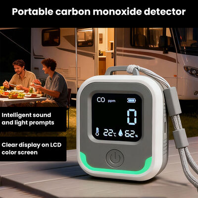 Rechargeable 3-in-1 Portable CO Monitor with Temperature and Humidity Detection for Home and Office Safety