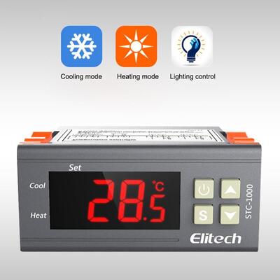 STC-1000 Digital Thermostat Temperature Controller with LCD Display 0.1°C Resolution and High Temperature Alarm