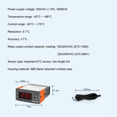 STC-1000 Digital Thermostat Temperature Controller with LCD Display 0.1°C Resolution and High Temperature Alarm