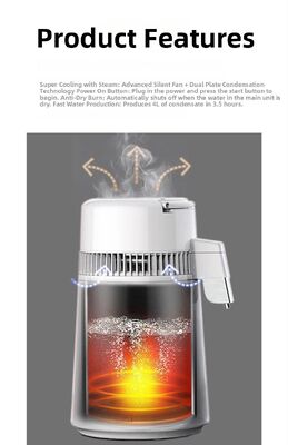 Fuyao K40107 750W 4L Capacity SUS304 Stainless Steel Distilled Water Machine for Home, Lab & Dental Use