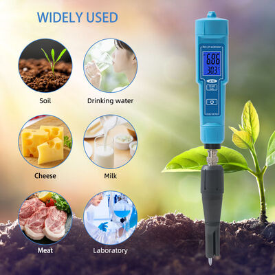 2 in 1 Digital pH Meter with LED Display and 0.01pH Accuracy for Skin Fruit Meat