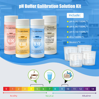 Lab-Grade pH Meter Calibration Kit with Airtight Sealed Color-Coded Beakers for Accurate pH Testing