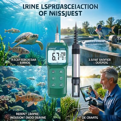 High Precision AE6609 Portable 3.5m Probe Dissolved Oxygen Meter with ATC for Aquaculture & Wastewater