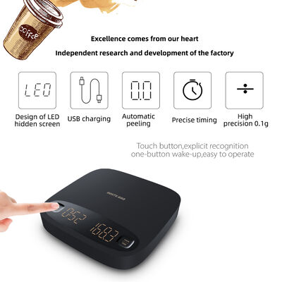 Touch Screen Electronic Digital Coffee Scale with 0.1g Accuracy and USB Rechargeable Kitchen Weighing Scale