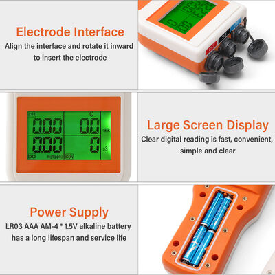 6-in-1 Testing Multiparameter Water Quality Meter with 0.1 pH Accuracy and LCD Display for Aquariums and Hydroponics