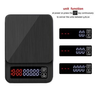 Mini LCD Digital Electronic Coffee Scale with Timer 5kg/0.1g Precision and 4 Unit Conversion for Kitchen Use
